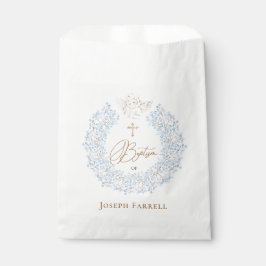Sachets En Papier Floral Blue Baby Angel Croix Baptême