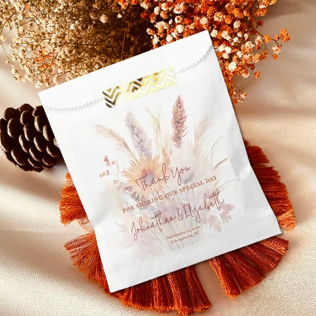 Sachets En Papier Floral Boho d'automne | Sac Favour Mariage Blanc (Créateur téléchargé)