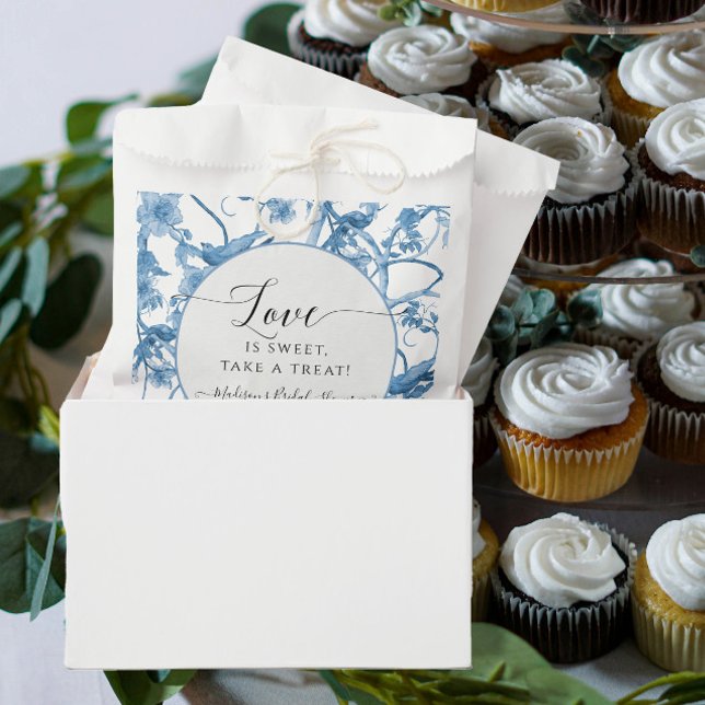 Sachets En Papier Floral Chinoiserie Bleu et Blanc Toile Bride (Créateur téléchargé)