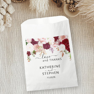 Sachets En Papier Floral Flower Favoriser Mariage Blush Bourgogne