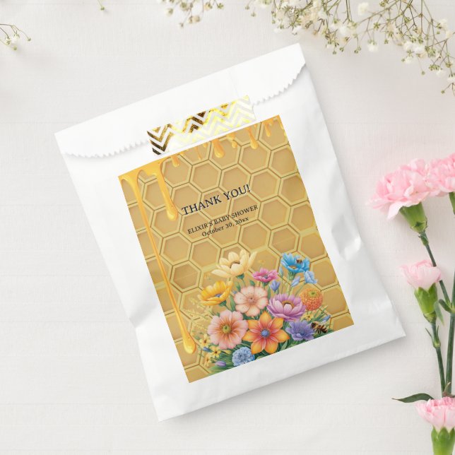 Sachets En Papier Floral Honeycomb Honeybee Honey Drip Baby Shower (Scellé)