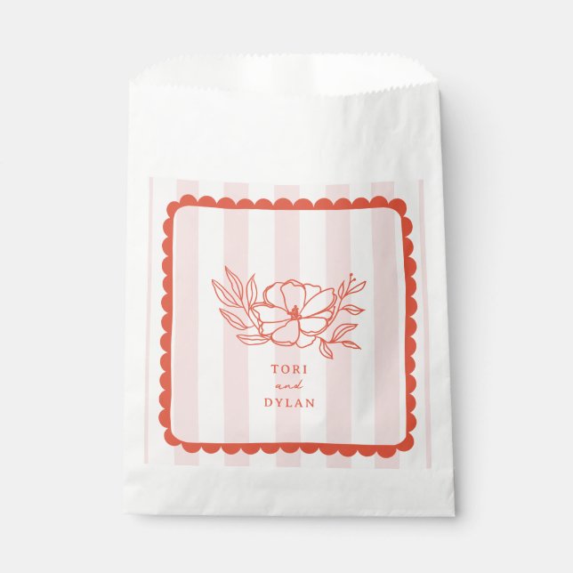 Sachets En Papier Floral rose Mariage en bande végétale (Devant)