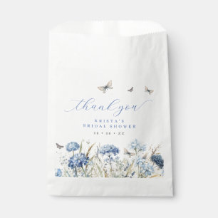 Sachets En Papier Florales bleues et papillons Merci Fête des mariée