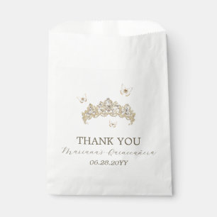 Sachets En Papier Florales d'hiver en argent blanc Quinceañera