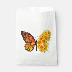 Sachets En Papier Flower Butterfly with Yellow California Poppy