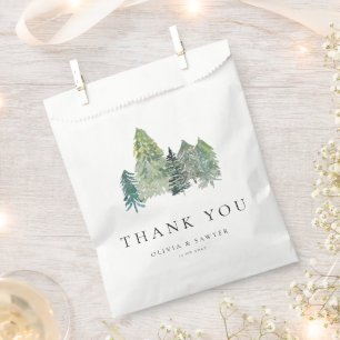 Sachets En Papier Forêt À feuillage persistant neigeuse Mariage d'hi