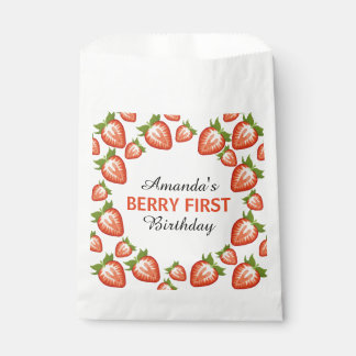 Sachets En Papier Fraise Berry premier anniversaire bébé Fille rose