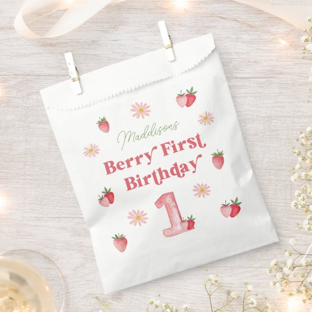 Sachets En Papier Fraise et baies de marmite Première fête d'anniver (Créateur téléchargé)
