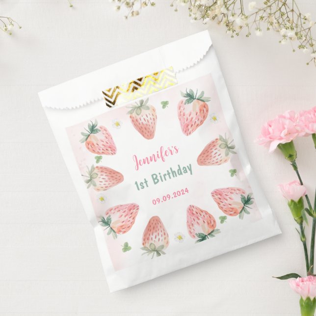 Sachets En Papier Fraise premier anniversaire 1er (Scellé)