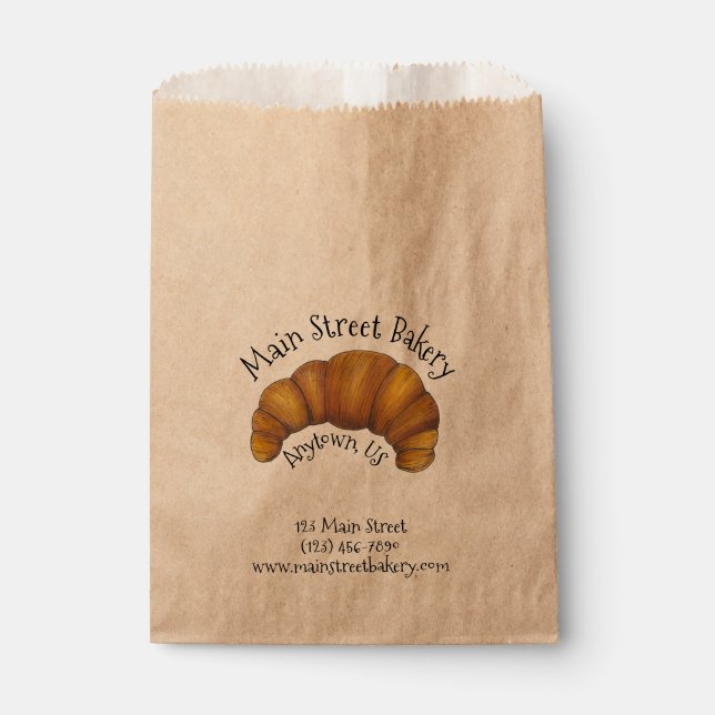 Sachets En Papier Français Hot Fraîche Croissant Pâtisserie Boulange (Devant)