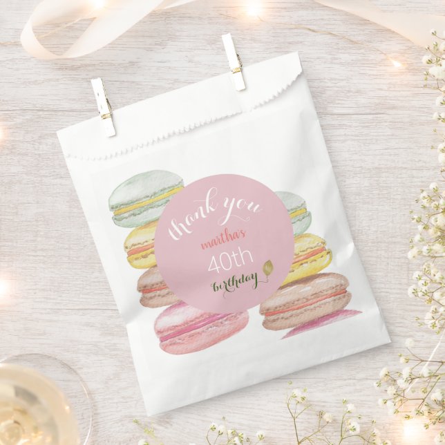 Sachets En Papier Français Macarons aquarelle peinte à la main (Coupé)