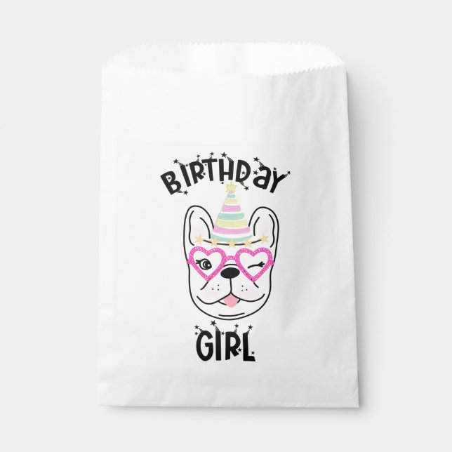 Sachets En Papier French Bulldog Frenchie Anniversaire Thème (Devant)