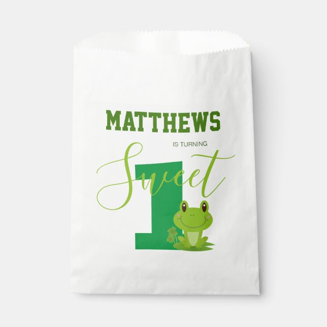 Sachets En Papier Frog 1er anniversaire fête (Devant)