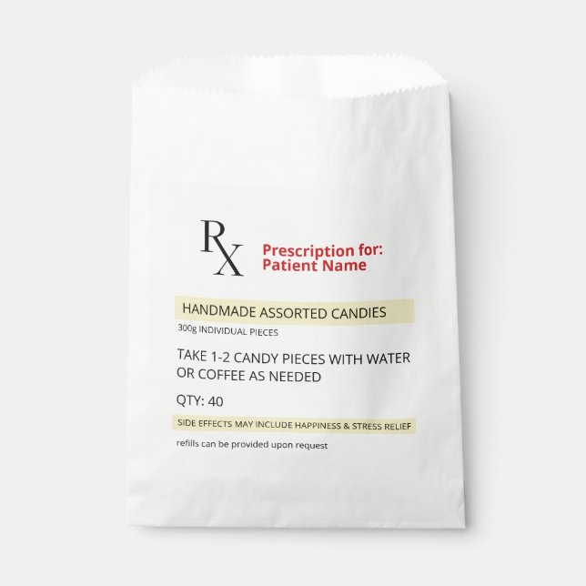 Sachets En Papier Fun Novelty Rx Prescription Étiquette Candy Hallow (Devant)