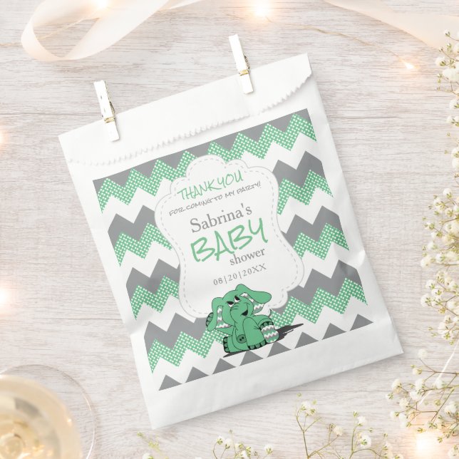 Sachets En Papier Funny Green Chevron Silly mignonne Baby Elephant (Coupé)