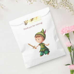 Sachets En Papier Garçon Jouant aux pirates avec Merci en bois