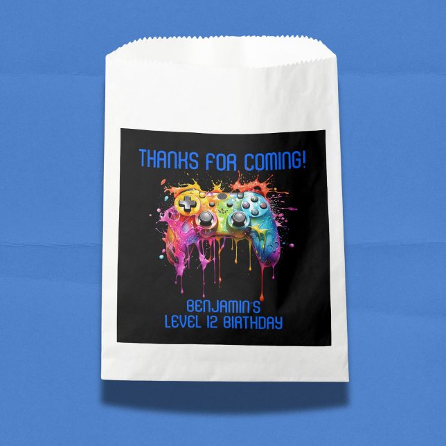 Sachets En Papier Garçon Joueur Bleu Vidéo jeu Favoris (Créateur téléchargé)