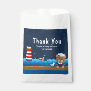 Sachets En Papier Garçon Nautique ours Baby shower rouge Merci