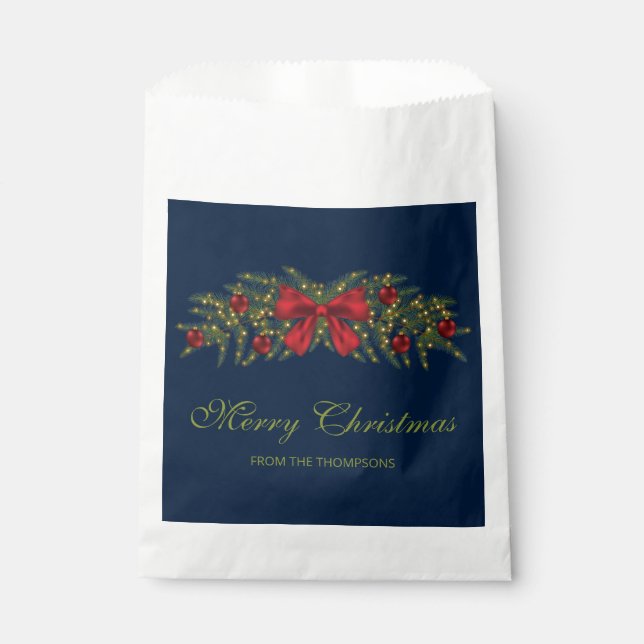 Sachets En Papier Garland De Noël Avec Bow Rouge Et Baubles (Devant)
