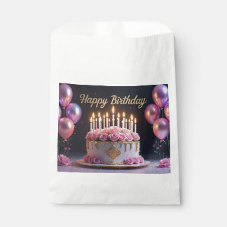 Sachets En Papier Gâteau d'anniversaire rose luxueux élégant extrava