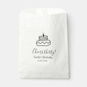 Sachets En Papier Gâteau d'anniversaire trente ans écriture manuscri