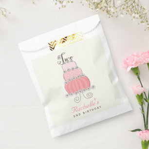 Sachets En Papier Gâteau rose Fleurs Chic Fête d'anniversaire de 2 a