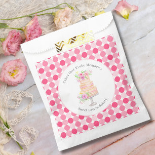 Sachets En Papier Gâteau superposé à l'aquarelle chic avec boulanger