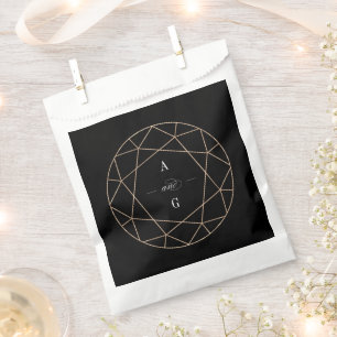 Sachets En Papier Gem diamant rond Géométrique Monogramme Chic Maria