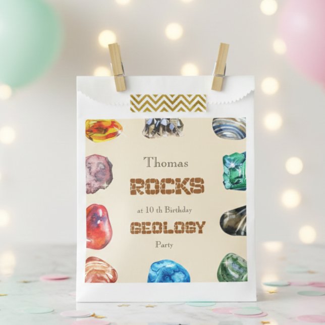 Sachets En Papier Géologie fête d'anniversaire roche gemstone (Créateur téléchargé)