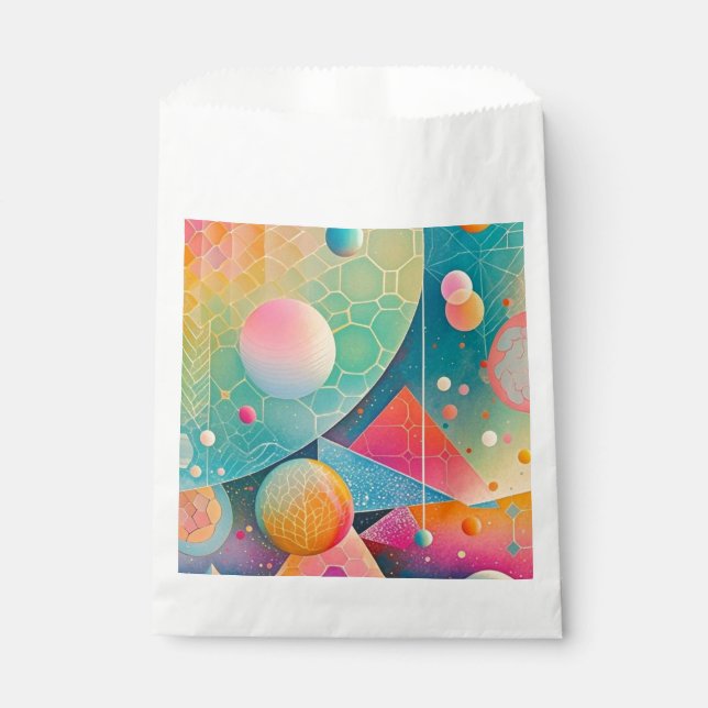 Sachets En Papier Géométrique d'art abstrait vibrant et fantaisiste (Devant)