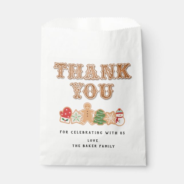 Sachets En Papier Gingerbread Cookie | Sac Favor Merci (Devant)
