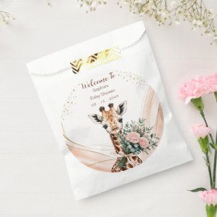 Sachets En Papier Giraffe Baby shower Bienvenue Safari Floral