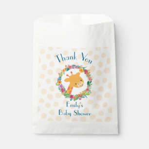 Sachets En Papier Giraffe mignonne avec Merci de couronne fleurie
