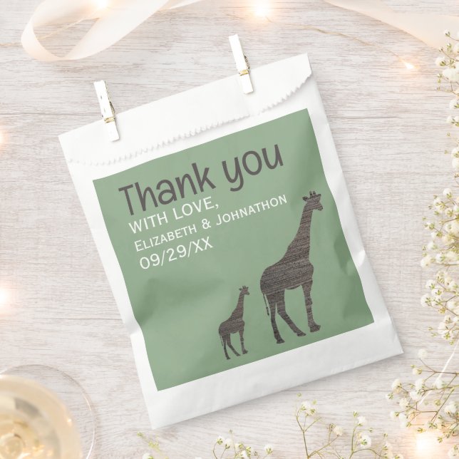 Sachets En Papier Giraffe Safari d'argile, Mariage rustique (Coupé)