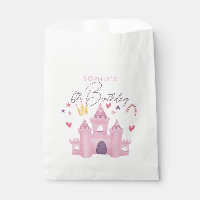Sachets En Papier Girls mignonne rose Princess Palace 6e anniversair (Devant)