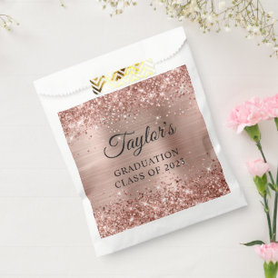 Sachets En Papier Glitterie Rose Gold Foil Graduation
