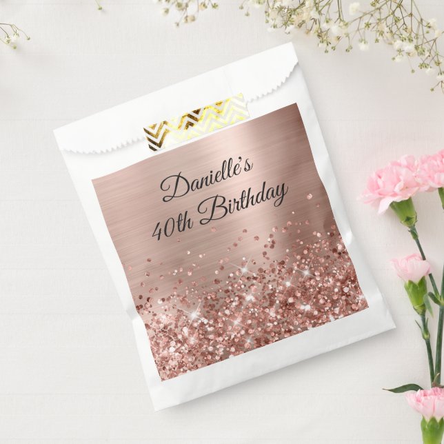 Sachets En Papier Glittery Rose Gold Foil 40e anniversaire (Scellé)