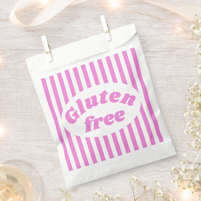 Sachets En Papier Gluten Gratuit Rose blanc bonbon Stripe (Coupé)
