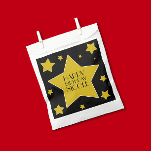 Sachets En Papier Gold et Black Hollywood Stars Anniversaire