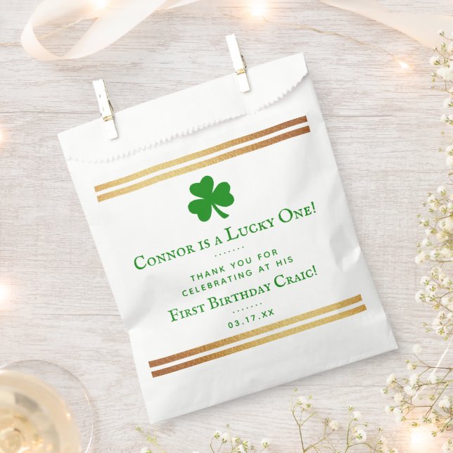 Sachets En Papier Gold Foil St. Patrick's Day 1er anniversaire (Coupé)