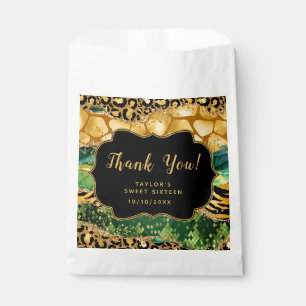 Sachets En Papier Gold Green Safari Agate Sweet sixteen Merci