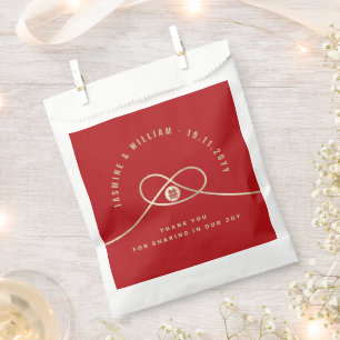 Sachets En Papier Gold Knot Union Double Bonheur Mariage chinois