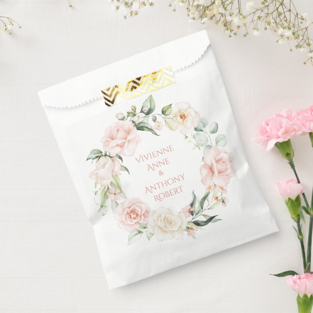 Sachets En Papier Gold Rose Blush FlorNames Mariage Aquarelle (Scellé)
