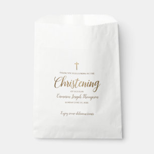Sachets En Papier Gold Script Cross Christening Merci
