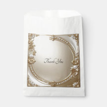 Golden Ornate Frame with Pearls Favor Bag