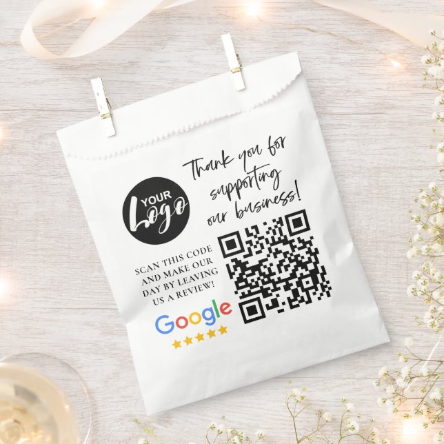 Sachets En Papier Google Reviews Merci Logo Code QR (Coupé)