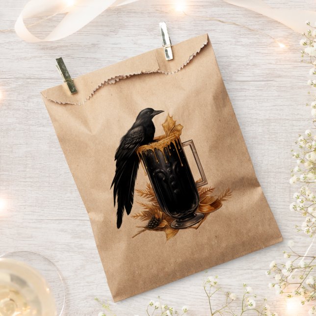Sachets En Papier Gothic Crow Cocktail Éffrayant Halloween Kraft per (Coupé)