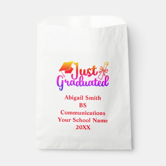 Sachets En Papier Graduation personnalisée Rouge, orange violet (Devant)