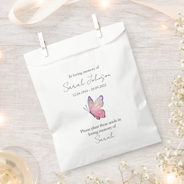 Sachets En Papier Graine funéraire commémorative de papillon rose (Coupé)