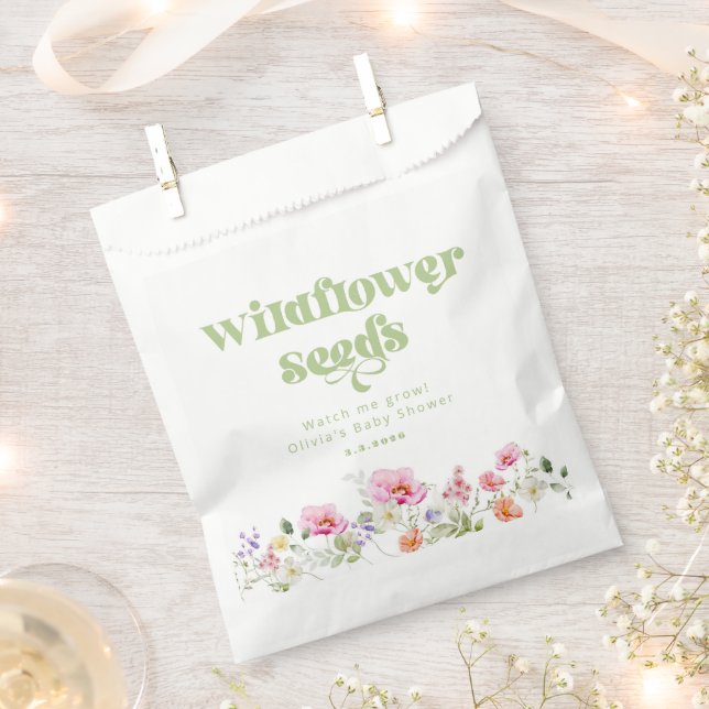 Sachets En Papier Graines fleurs sauvages baby shower clients faveur (Coupé)
